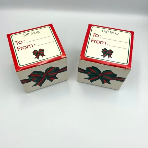 Vtg Potpourri Designs Coffee Mugs Set of 2 Bow Christmas Holiday 12 oz Japan - Picture 7 of 8